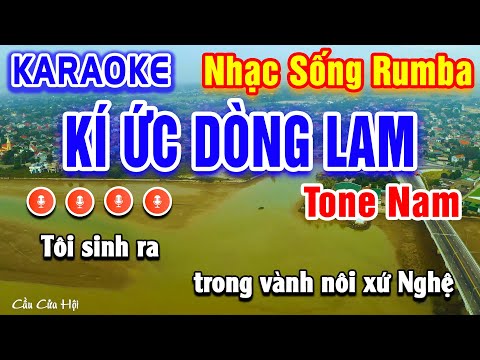 Kí Ức Dòng Lam Karaoke Rumba Tone Nam | Beat Hay Dễ Hát | PVQ Karaoke