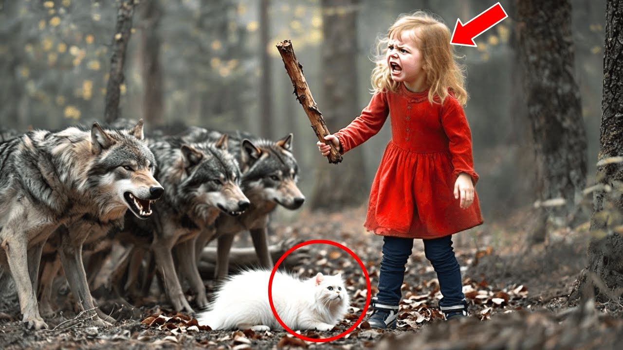 Little Girl Risks Her Life Saving A Kitten From A Pack Of Wolves, Then Something Amazing Happens!