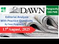 DAWN Editorial Analysis 13th August 2025 CSS PMS Preparation Pengravity Team Pakistan