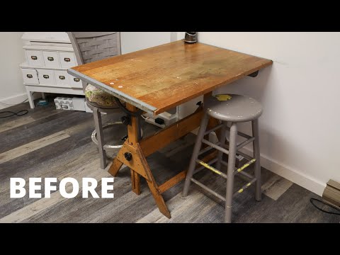 "BEFORE and AFTER" Drafting Table Makeover - Thrift Diving