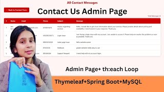 Admin Page in Spring Boot | Show All Messages in Table | Thymeleaf Loop | Part 2