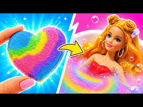 🌈 Super Pretty Rainbow Bath Bomb! 🛁✨ Cute Barbie DIY