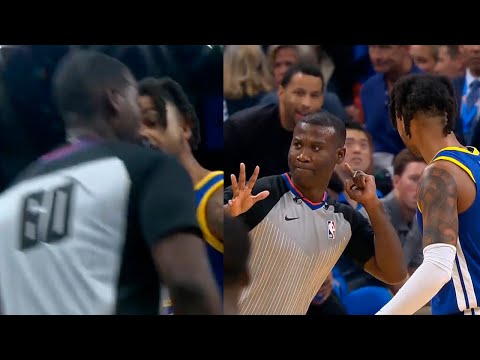 D’Angelo Russell runs up on the Ref gets ejected | Warriors vs OKC Thunder