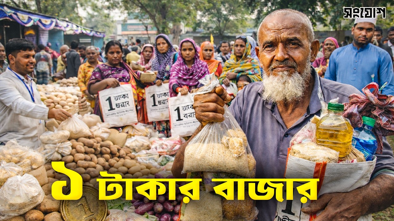 ১ টাকায় মুরগি, চাল, তেল ও সবজি  গাইবান্ধার এক অনন্য বাজার