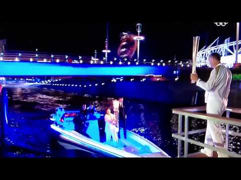 Olympics torch arrival by David Beckham, Amazing wonderful .