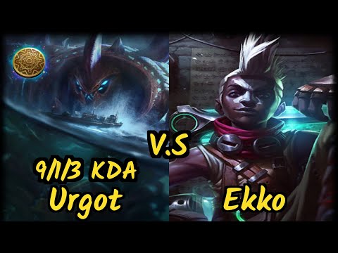 Scarra (URGOT) vs EKKO - 9/1/3 KDA MID GAMEPLAY - NA Ranked DIAMOND