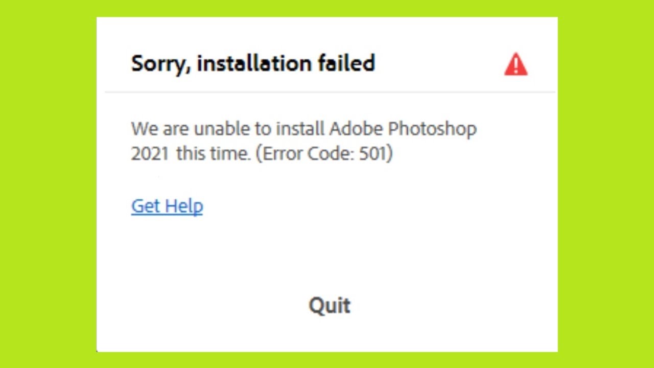 Adobe Error Code 501 Sorry Installation Failed Photoshop illustrator Premiere Pro After Effects -Fix