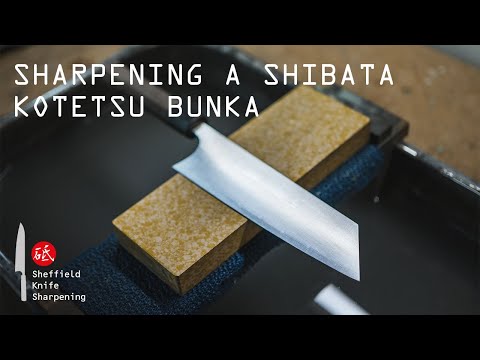 Sharpening a Shibata Kotetsu Bunka on Japanese Whetstones - Full Progression Knife Sharpening