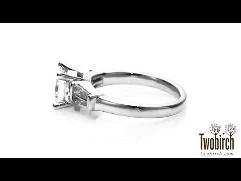 Three Stone Baguette and Princess Cut Engagement Ring - TwoBirch - RM1363TT-I8