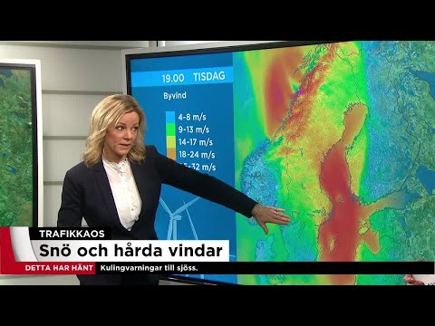 Snöovädrets utveckling under tisdagen - Nyheterna (TV4)