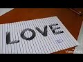 Draw Word LOVE Hole On Line Paper 3d Trick