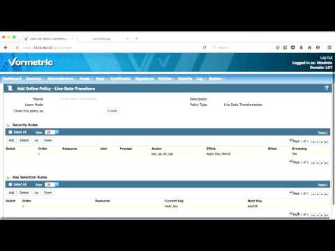 Vormetric Live Data Transformation Demo