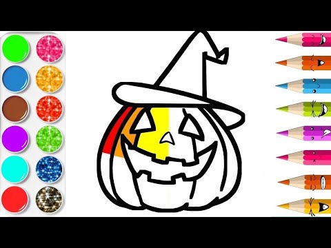 HALLOWEEN Apprendre LES COULEURS Colorier une CITROUILLE vidéo éducative & Planète coloriage
