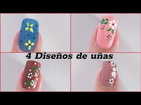 4 Diseños de uñas Cortas Elegants/ Easy Nail Art designs For Beginners uñas decoradas