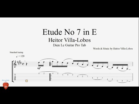 Heitor Villa-Lobos - Etude No 7 in E - Guitar Tabs
