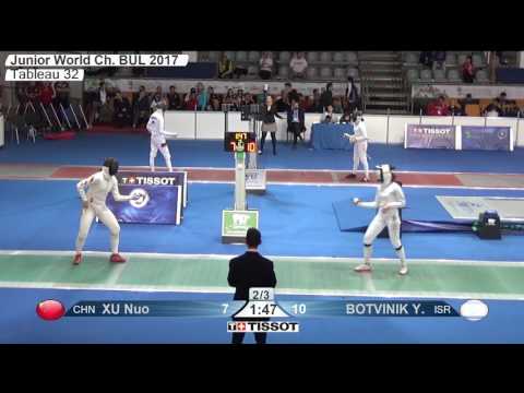 FE W E Individual Juniors Plovdiv BUL World Championships 2017 T32 05 green XU CHN vs BOTVINIK ISR