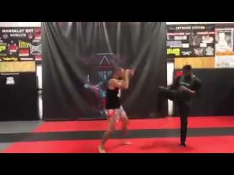 Cowboy cerrone and Michael jai white sparring together