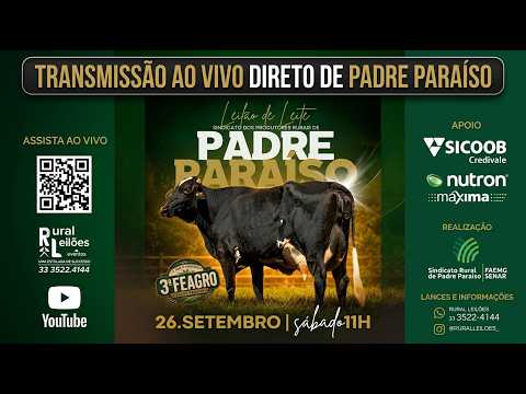 Leilão de Leite PADRE PARAISO (MG)   --  RURAL LEILÕES AO VIVO 2026