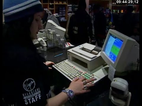 Shopping for CD's at a Virgin Records store in 2000