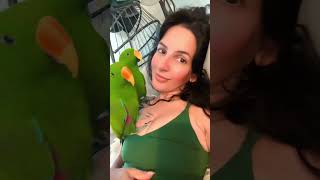 Aeria Says Hi with the Eclectus Parrots 🦜💚