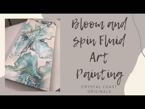 Light Blue, Gold, Grey Abstract Fluid Art Acrylic Pour Snowflake Winter Wonderland Inspired Painting