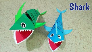 How To Make Easy Paper Shark Toy For Kids, Paper Shark Making, Kids Craft Ideas