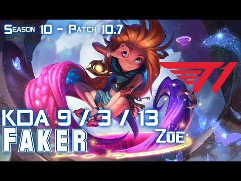 T1 Faker ZOE vs IRELIA Mid - Patch 10.7 KR  Ranked