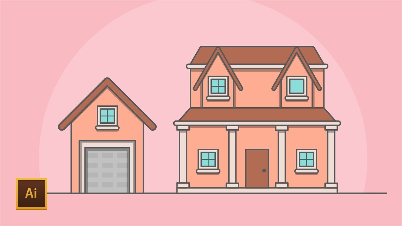 Illustrator Tutorial: Large House (Illustrator Flat Design)