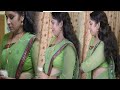 Beautiful Doe Eyed Serial Aunty Hot Green Saree