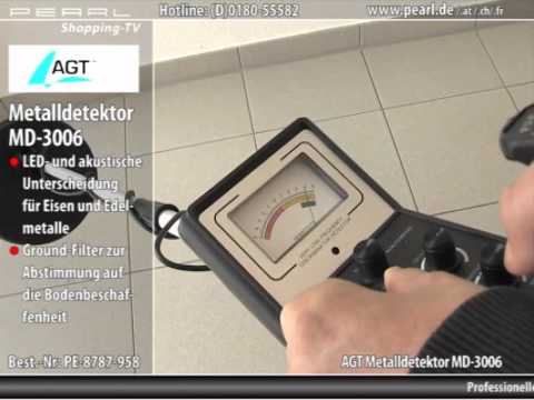 AGT Metalldetektor MD-3006 mit wasserdichter Spule / 12 cm Suchtiefe
