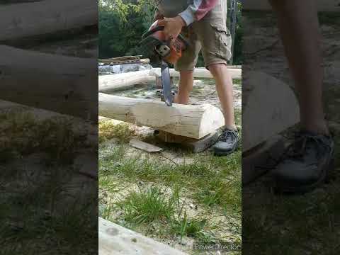 Budowa Sauny z Bali- Podwaliny BUILDING LOG SAUNA-First Logs