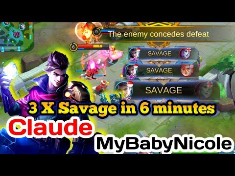 Claude Insane 22 kills | 3x Savage Gameplay by MyBabyNicole Enemy auto Surrender | Mobile legends