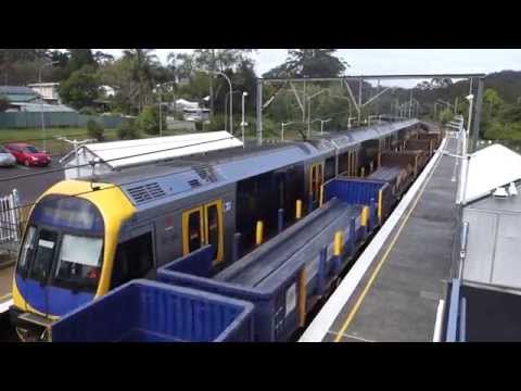 Quad NR's with 5YN2 loaded steel train at Narara - 26/9/15