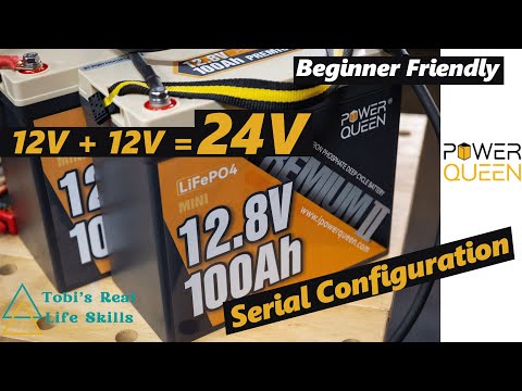 24V Series Connection | 2x  Power Queen  LiFePo4 MINI 12V 100Ah | Beginner Friendly