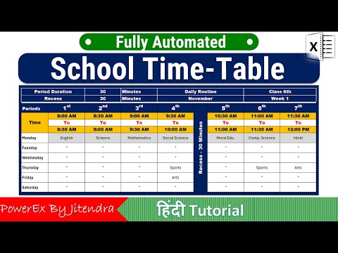 Automated School Time Table in Excel Dynamic Customizable