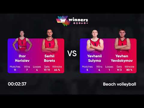 08:10 I. Horiaiev / S. Borets - Y. Sulyma / Y. Yevdokymov 02.11.2022 | Winners Beach Volleyball
