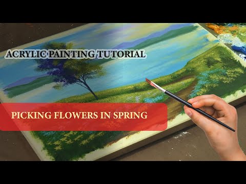 Picking Flowers In Spring / Acrylic Painting Techniques / 4k