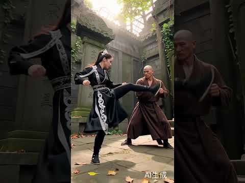 Ancient Temple Showdown: Female Warrior vs Monk in Epic Kung Fu Battle | Cinematic Martial Arts