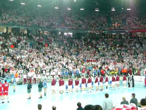 Croatian national anthem before CRO-HUN Word Championship match in Zagreb