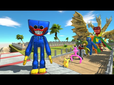 Huggy Wuggy vs Ghidorah OASIS DEATH RUN - Animal Revolt Battle Simulator