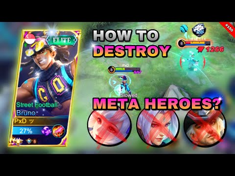 DESTROY META HEROES USING BRUNO! | INSANE BURST DAMAGE | TUTORIAL BRUNO | BRUNO TIPS & TRICKS | MLBB