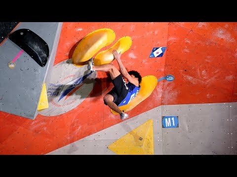 Yoshiyuki Ogata, Anze Peharc and Adam Ondra. IFSC Climbing World Cup Moscow 2019 - Bouldering Finals