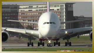 preview picture of video 'Emirates - A380 - A6-EEM - Takeoff from Finkenwerder Airport'