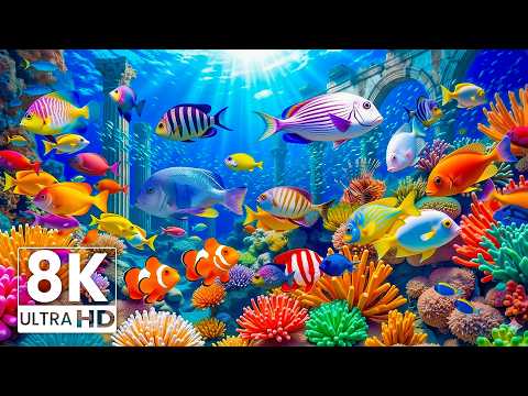 Aquarium 8K VIDEO ULTRA HD - Colorful Fish Swimming in Beautiful Coral Reef Paradise