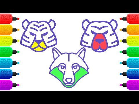 Wild Animals Coloring Pages | Drawing and Colouring Animal Faces | Learning for Children
