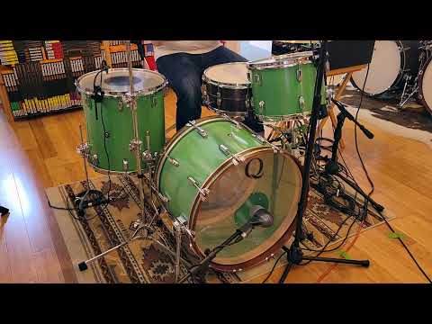 (SOLD) Drum Kits - Q Drum Co. 14x22 9x13 16x16 Steel (Taffy Green Powder Coat)