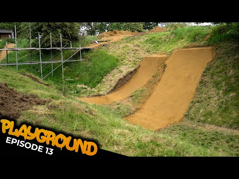 BUILDING, RIDING AND NAMING A MEGA NEW DIRT JUMP!! PLAYGROUND EP13