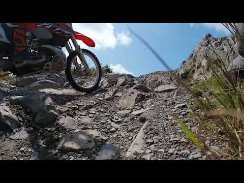 Happy Valley KTM EXC trail riding in Wales, drone tracking