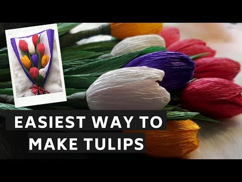 HOW TO MAKE CREPE PAPER TULIPS|DIY PAPER CRAFT|EASY PAPER TULIP TUTORIAL