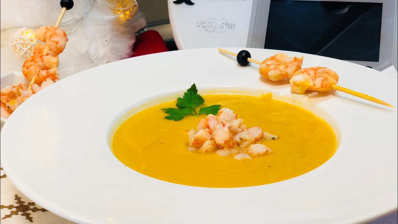 CREMA de CALABAZA y LANGOSTINOS THERMOMIX